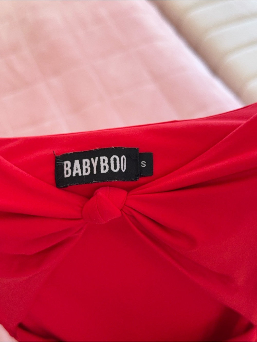 Bright Red Twist-Front Ruched Mini Dress - Picture 5 of 5
